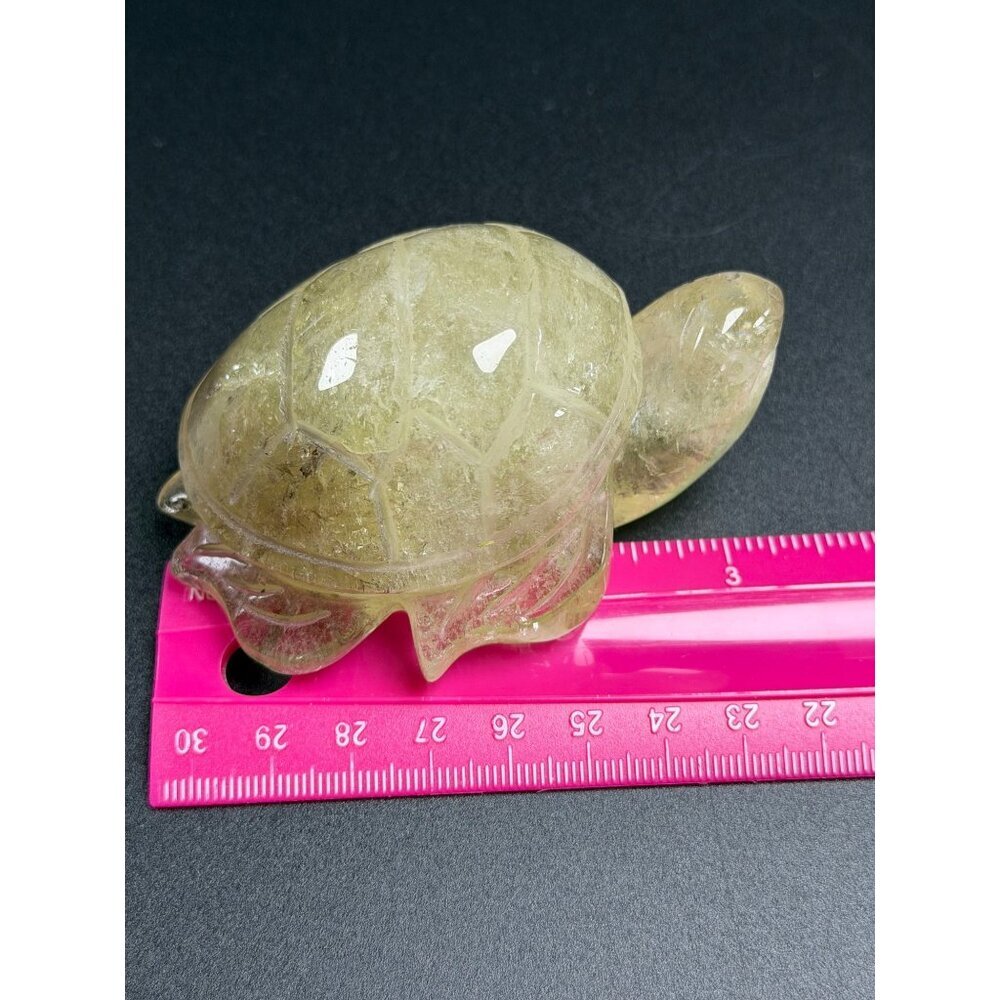 Natural Citrine & Smoky Quartz Turtle Hand Carved Stone Healing Crystal 228g 3" - Picture 7 of 10